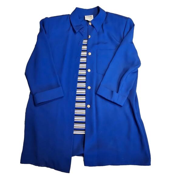 Open Front Cardigan Attached Blouse Sz 8 R & M Richards By Kwong 3/4 Sleeves VTG - Picture 1 of 12